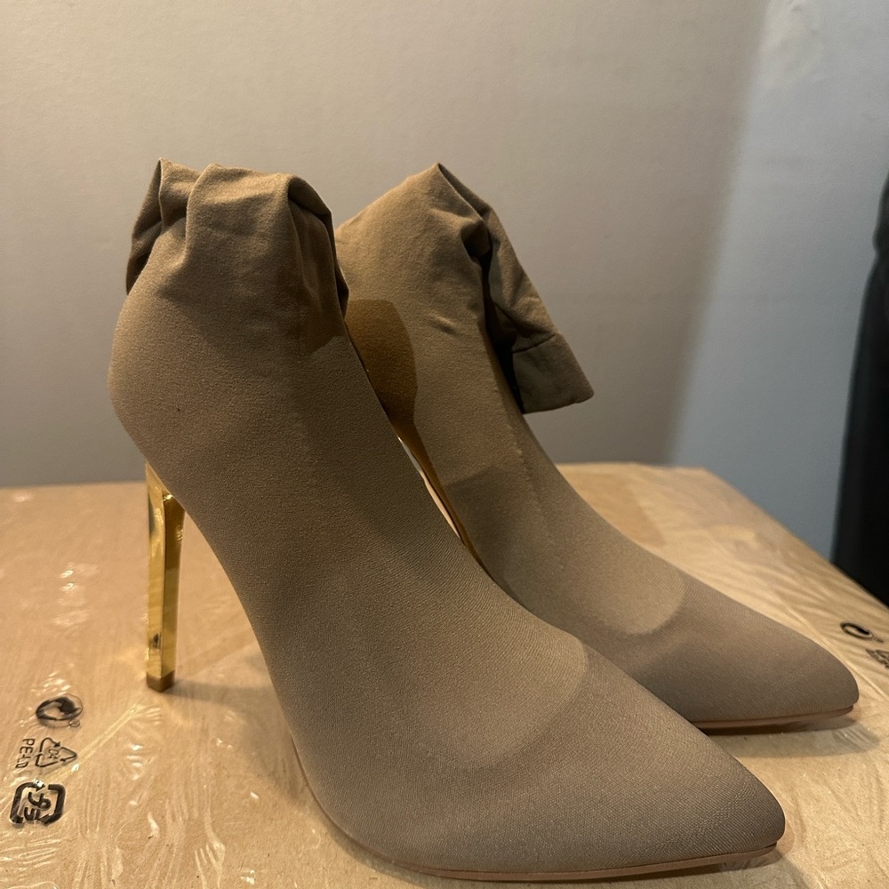SHEIN Tan Heels with Gold Stiletto